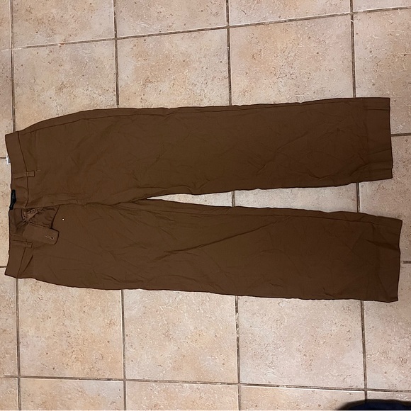 Size 8 Italian wool straight leg pants, cinnamon brown - Picture 2 of 4